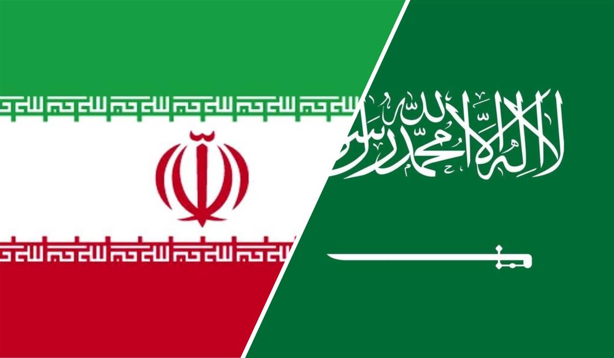Флаги Ирана и Саудовской Аравии (коллаж)