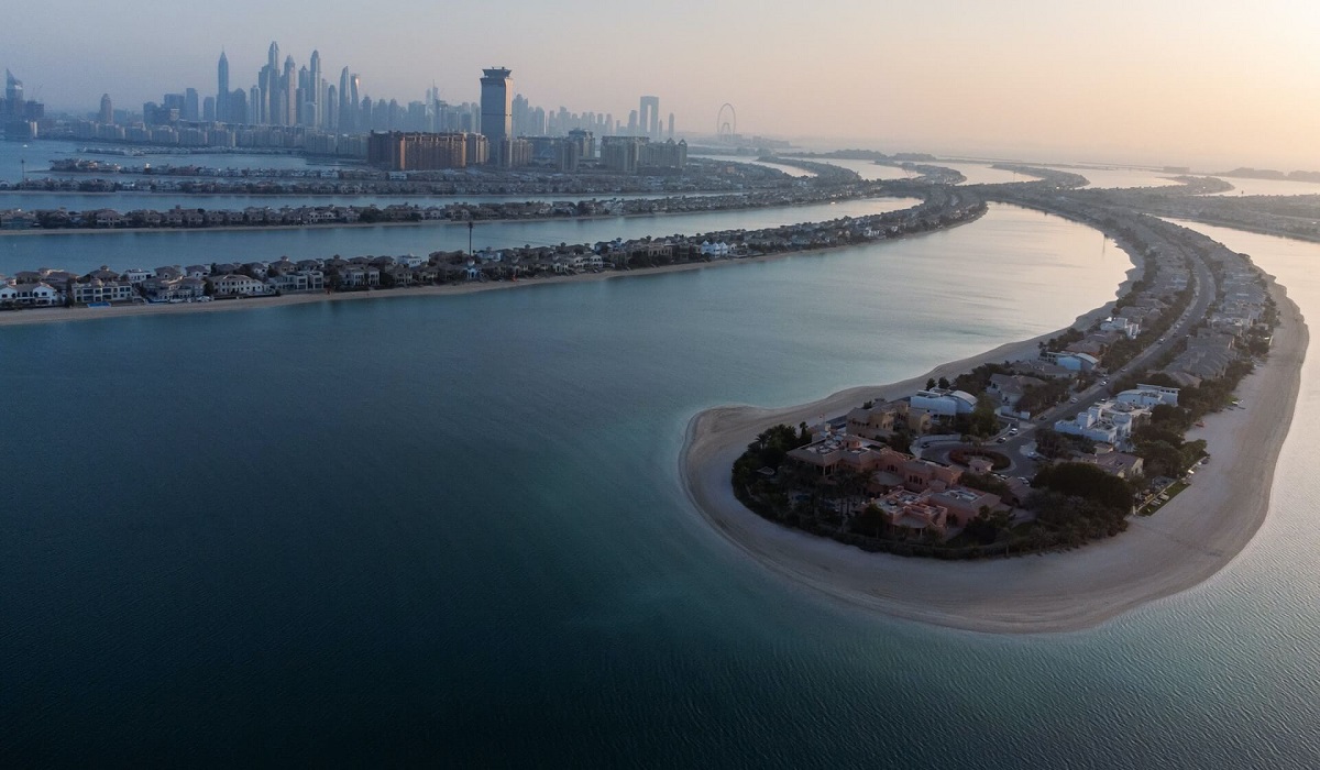 View of the Palm Islands, Dubai, UAE
